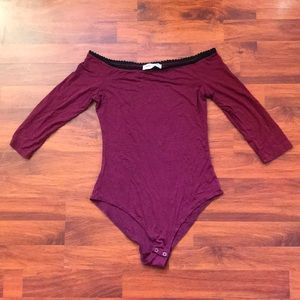Burgundy off the shoulder bodysuit